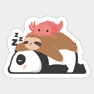 Panda Sloth Axolotl Stack Funny Sticker